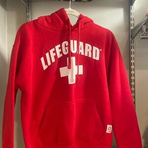Red lifeguard hoodie, size small, Popularity Products brand